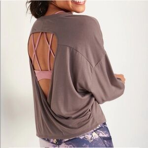 Old Navy Ultra-Lite Long-Sleeve Cutout Wrap Back Top NWT